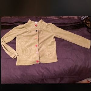 Girls 7/8 Green Velvet Heart Pocket turtle Neck Sweater Cardigan